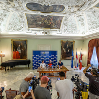 Novinarska konferenca pred sprejemom Tima Gajserja