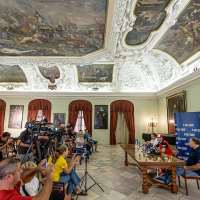 Novinarska konferenca pred sprejemom Tima Gajserja