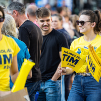 Sprejem Tima Gajserja na Trgu svobode