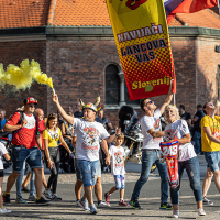 Sprejem Tima Gajserja na Trgu svobode