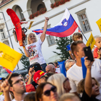Sprejem Tima Gajserja na Trgu svobode