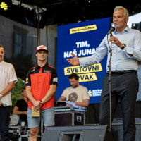 Sprejem Tima Gajserja na Trgu svobode