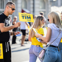 Sprejem Tima Gajserja na Trgu svobode
